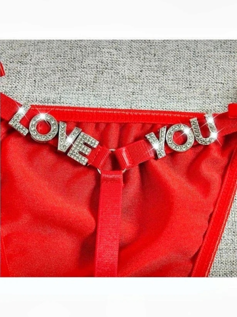 Red Rhinestone Thong Like New - Picture 2 of 4